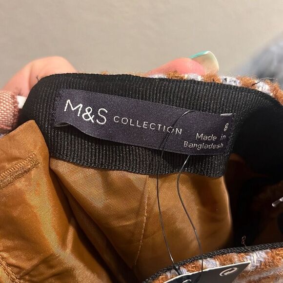 ✨Marks & Spencer Tweed Wool Blend A-Line Mini Sz 4 SKIRT✨ - Picture 10 of 11